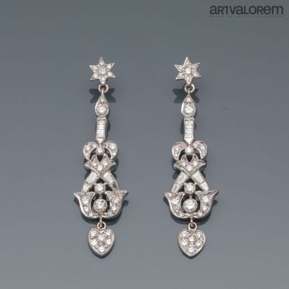 Pair of pierced earrings in 750°/°° white...