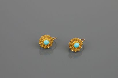 Pair of yellow gold 750°/°° dormeuses with...
