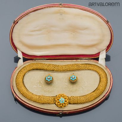 Half-set in yellow gold 750°/°° with graineti...