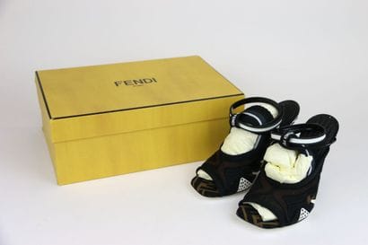 FENDI
Pair of heeled sandals in fabric and...