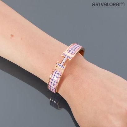 HERMÈS Paris
H-click bracelet, pink tartan...