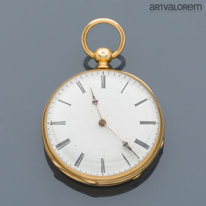 Pocket watch and dust cover in 750°/°° yellow...