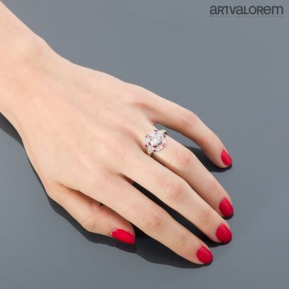 Art Deco style ring in 750°/°° white gold,...