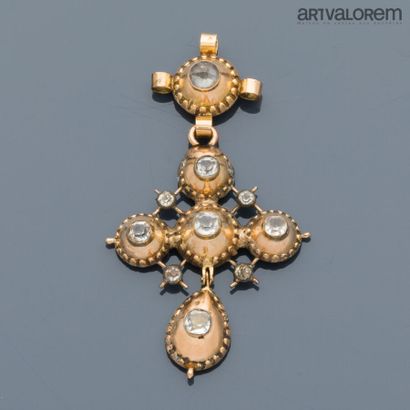 Provencal cross in gold set with imitation...