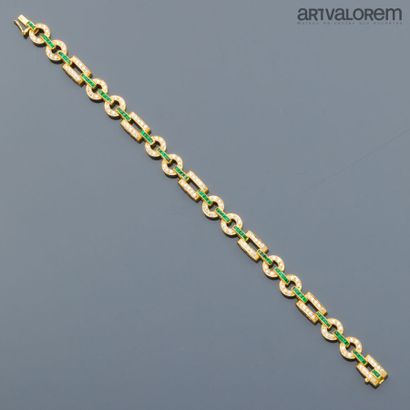 Bracelet in yellow gold 750°/°° with round...