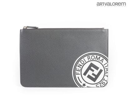 FENDI
Etoupe grained calfskin clutch bag
Black...