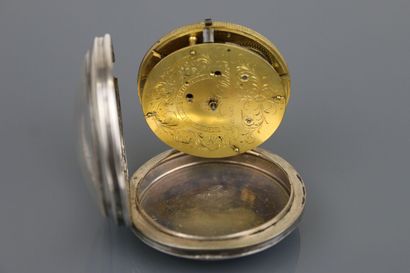 800°/°° silver pocket watch, off-center white...