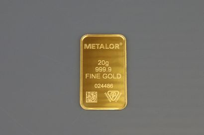20g Gold Lingotin
999.9 g fine gold
Metalor...