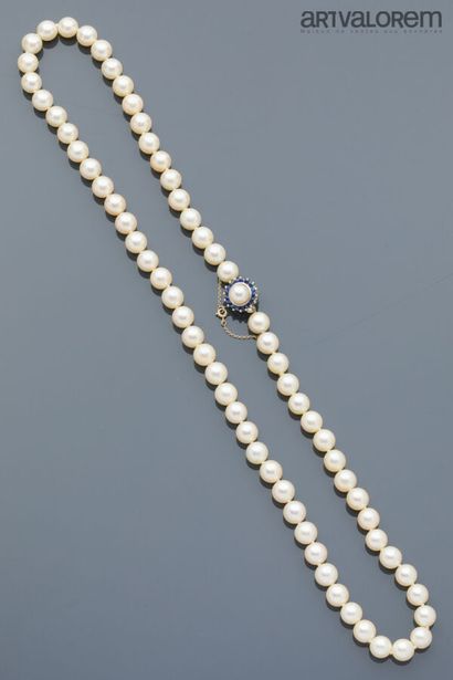 750°/°° white gold choker cultured pearl...