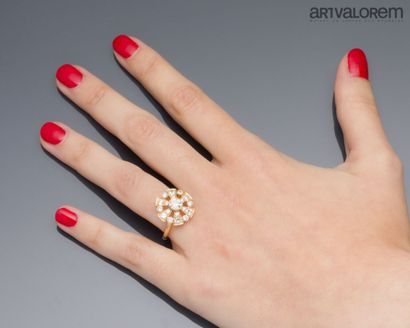 Ring in yellow gold 750°/°° in the form of...