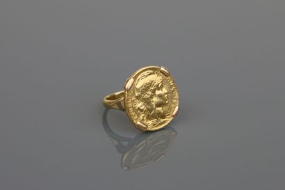 Ring in yellow gold 750°/°° set with a 20-franc...