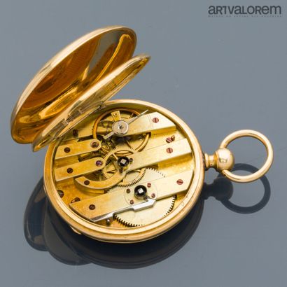 Pocket watch and dust cover in 750°/°° yellow...
