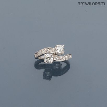 Toi et Moi ring in 750°/°° white gold set...