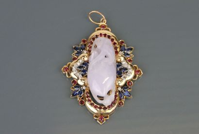 585 °/°° yellow gold brooch centered on a...