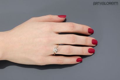 Ring in 750°/°° white gold and platinum,...