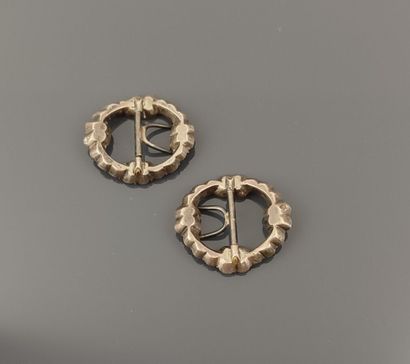 Pair of silver breeches buckles adorned with...