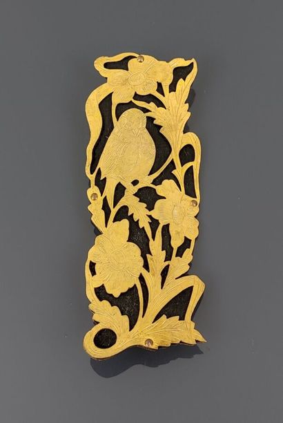 Art Nouveau belt buckle in gilded metal,...