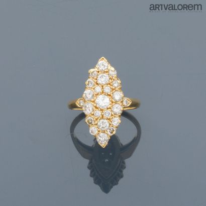 Marquise ring in yellow gold 750°/°°, the...