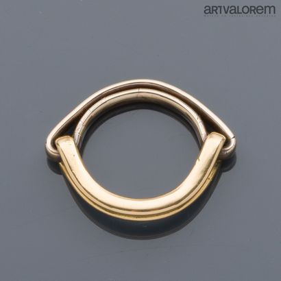 Bague en or gris et jaune 750°/°° formée...