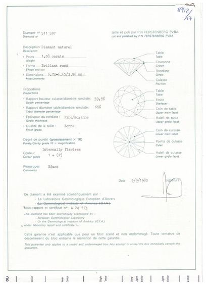 Diamant sous scellé N° 511597 avec Certificat...