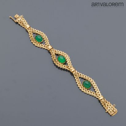 Bracelet en or jaune 750°/°° à maille fantaisie...