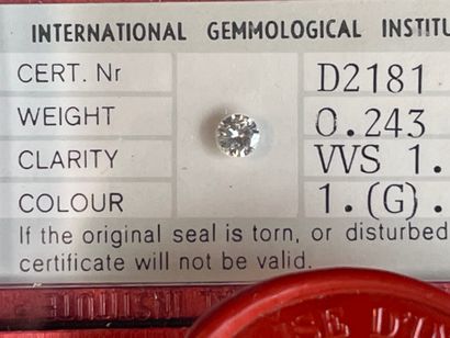 Diamant sous scellé 
Certificat du IGI N°...