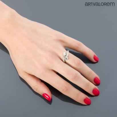Toi et Moi ring in 750°/°° white gold set...