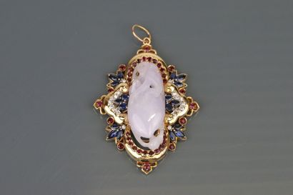 585 °/°° yellow gold brooch centered on a...