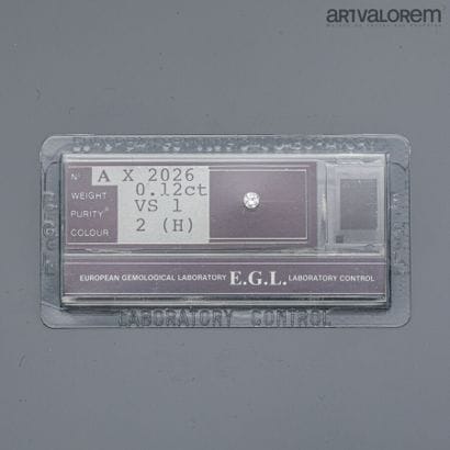 Sealed brilliant-cut diamond, 0.12 carat.
EGL...