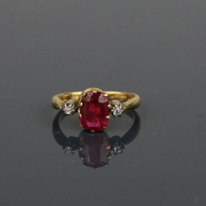 Ring in yellow and white gold 750°/°° set...