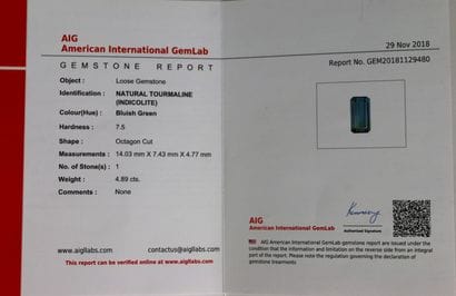 Indicolite naturelle de couleur bleue-vert...