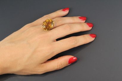Ring in 750°/°° yellow gold, the basket set...