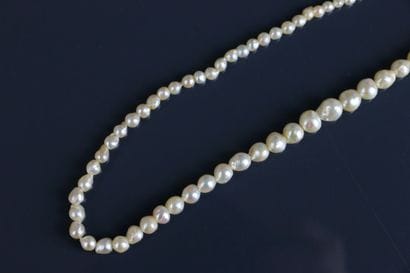 Necklace with three strands of drop-shaped...