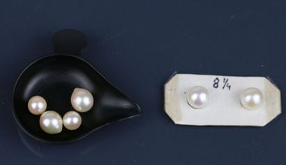Pair of pear-shaped cultured pearls, one...