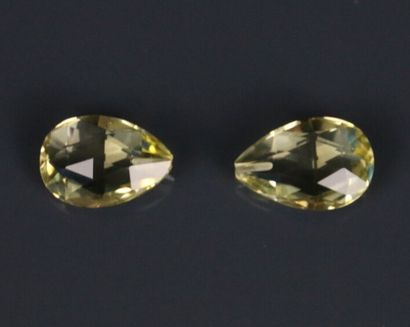 Two pierced briolette-cut lemon citrines
Size:...