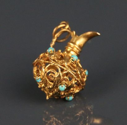 Yellow gold 750°/°° filigree ewer-shaped...
