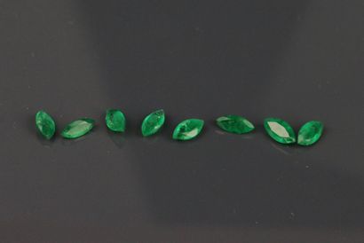 Eight emeralds on shuttle-cut paper.
Total...