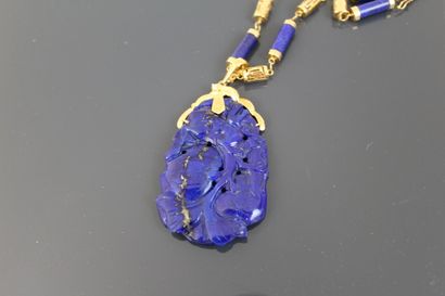 Necklace and pendant in lapis lazuli and...