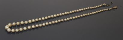 Necklace of tumbling cultured pearls, chased...