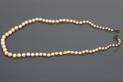Necklace of 73 round, drop and oval untreated...