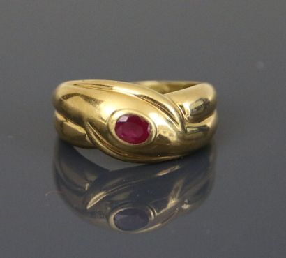 Goblet-shaped yellow gold 750°/°° ring set...