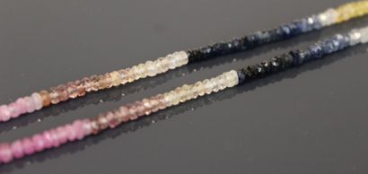 Strand of faceted synthetic sapphire beads...