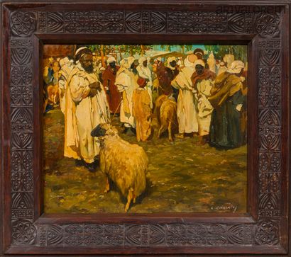 Léon CAUVY (1874-1933)
Marché en Afrique...