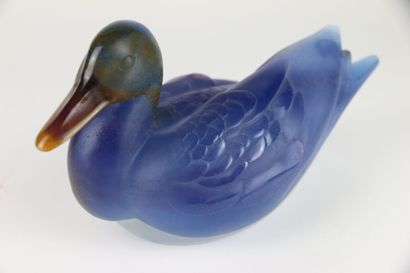 DAUM FRANCE
Bonbonnière canard en cristal...