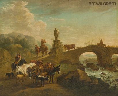 Entourage de NICOLAS BERCHEM (1620-1683)
Troupeau...