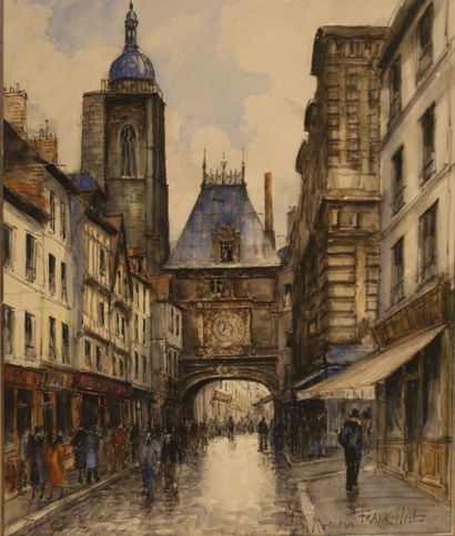 Frank WILL (1900-1951). 
Le clocher
Aquarelle,...