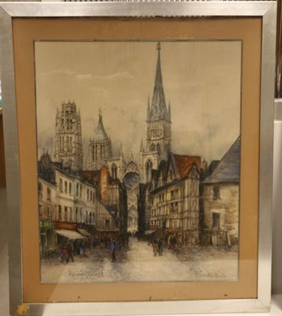 Frank WILL (1900-1951). 
Rouen Cathedral.
Watercolor,...