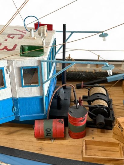 Wooden Breton trawler, hull painted black...
