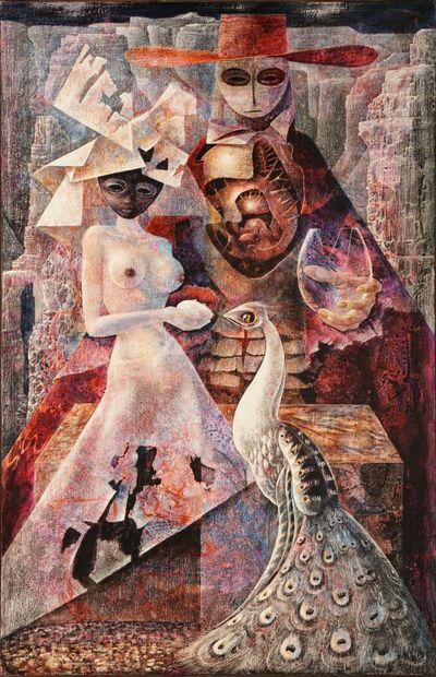 LAMY (1921-2019) 
Offering, 1962
Oil on panel,...