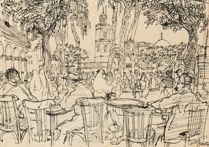 Charles BROUTY (1897-1984).
Café sur la place...